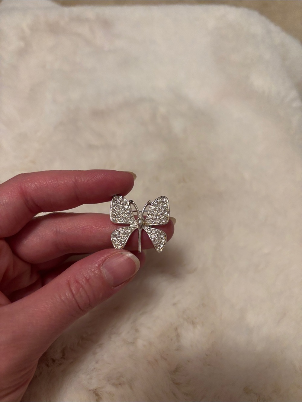 Napier Silver Crystal Butterfly Brooch